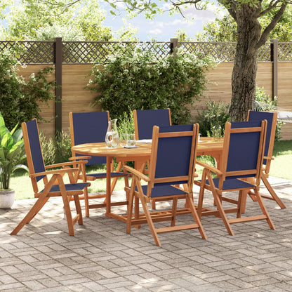 Set Pranzo da Giardino 7pz Legno Massello di Acacia e Textilene - homemem39