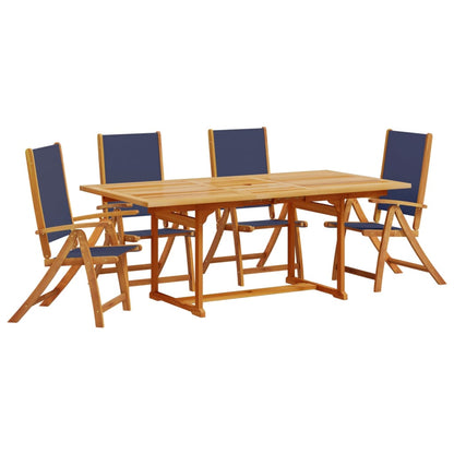 Set Pranzo da Giardino 5pz Legno Massello di Acacia e Textilene - homemem39