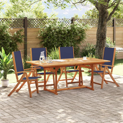 Set Pranzo da Giardino 5pz Legno Massello di Acacia e Textilene - homemem39