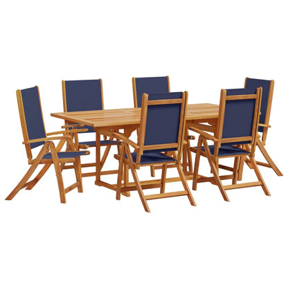 Set Pranzo da Giardino 7pz Legno Massello di Acacia e Textilene - homemem39