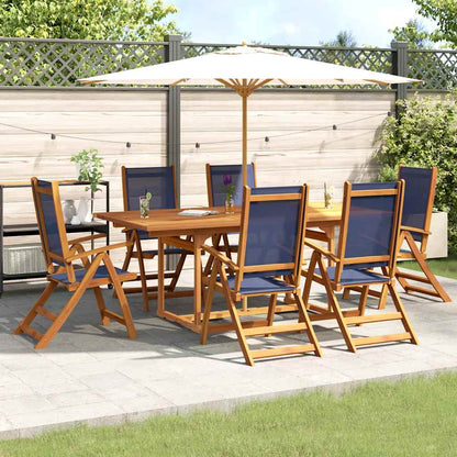 Set Pranzo da Giardino 7pz Legno Massello di Acacia e Textilene | homemem39