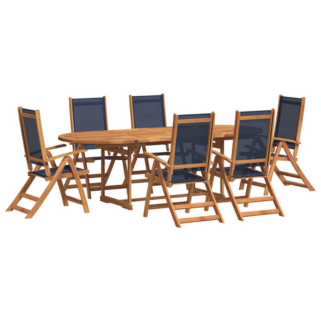 Set Pranzo da Giardino 7pz Legno Massello di Acacia e Textilene