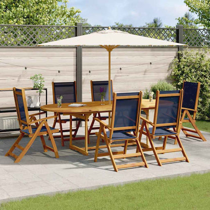 Set Pranzo da Giardino 7pz Legno Massello di Acacia e Textilene