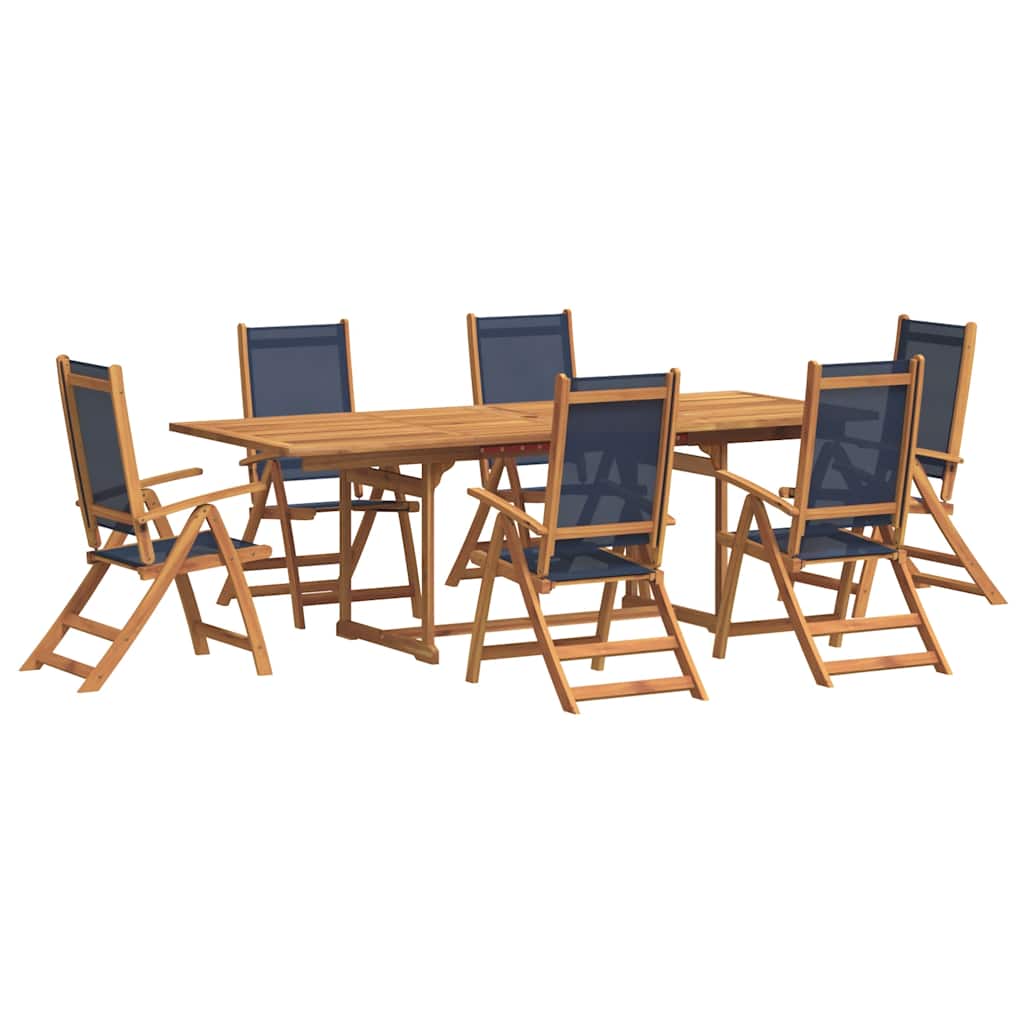 Set Pranzo da Giardino 7pz Legno Massello di Acacia e Textilene | homemem39
