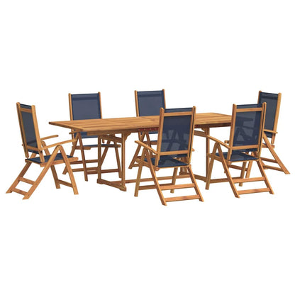 Set Pranzo da Giardino 7pz Legno Massello di Acacia e Textilene | homemem39
