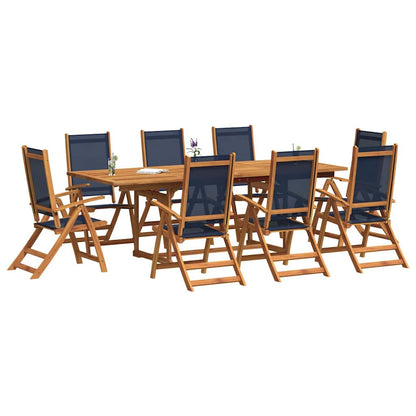 Set Pranzo da Giardino 9pz Legno Massello di Acacia e Textilene | homemem39