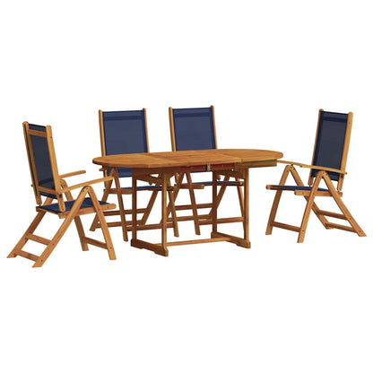 Set Pranzo da Giardino 5pz Legno Massello di Acacia e Textilene