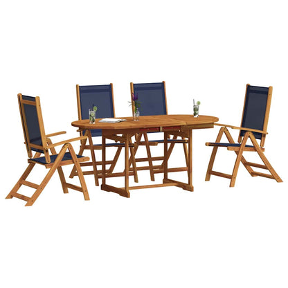 Set Pranzo da Giardino 5pz Legno Massello di Acacia e Textilene | homemem39