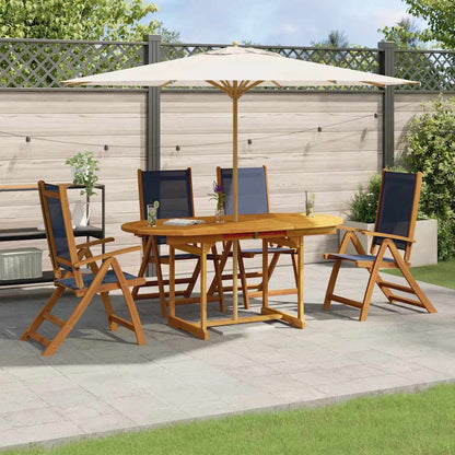 Set Pranzo da Giardino 5pz Legno Massello di Acacia e Textilene | homemem39