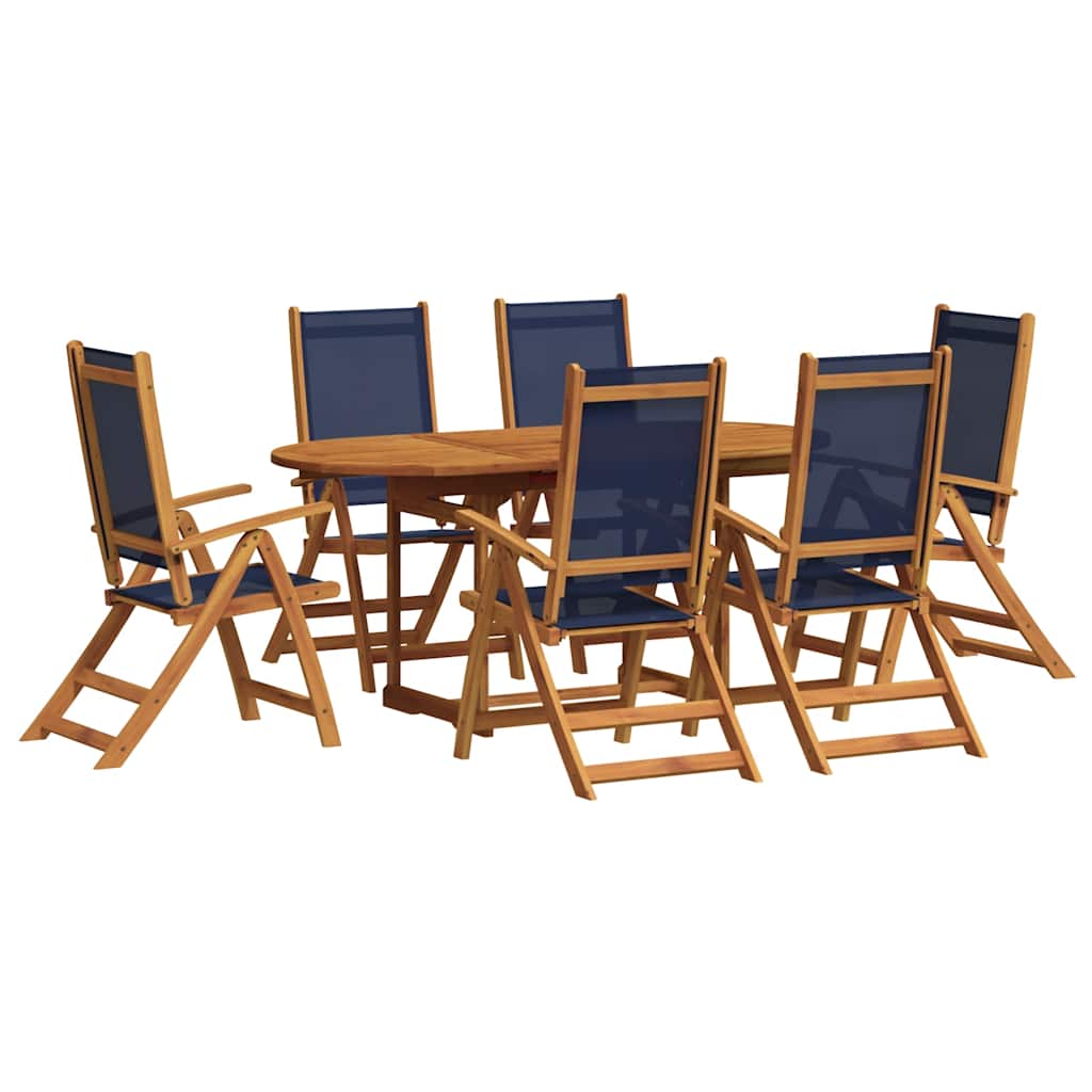 Set Pranzo da Giardino 7pz Legno Massello di Acacia e Textilene | homemem39