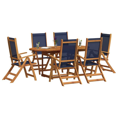 Set Pranzo da Giardino 7pz Legno Massello di Acacia e Textilene