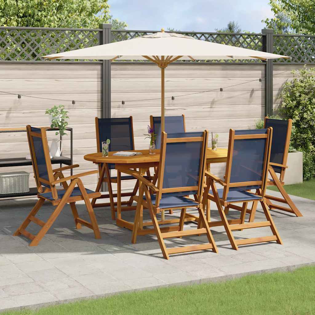Set Pranzo da Giardino 7pz Legno Massello di Acacia e Textilene | homemem39