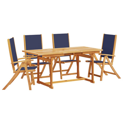 Set Pranzo da Giardino 5pz Legno Massello di Acacia e Textilene - homemem39