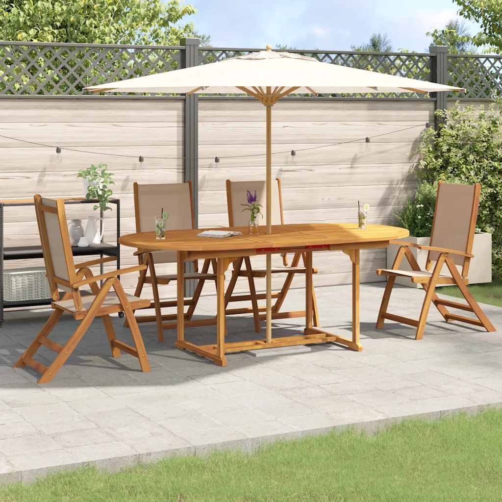 Set Pranzo da Giardino 5pz Legno Massello di Acacia e Textilene | homemem39