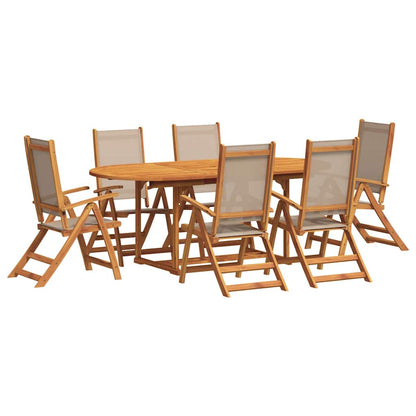 Set Pranzo da Giardino 7pz Legno Massello di Acacia e Textilene | homemem39