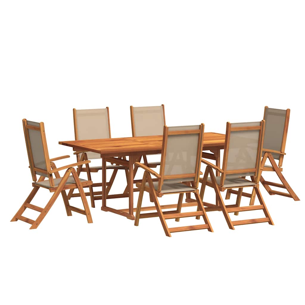Set Pranzo da Giardino 7pz Legno Massello di Acacia e Textilene | homemem39