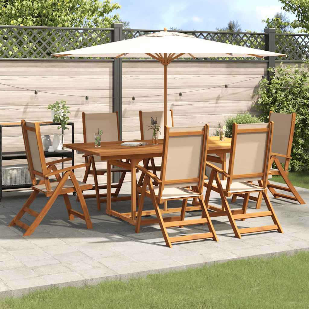 Set Pranzo da Giardino 7pz Legno Massello di Acacia e Textilene | homemem39