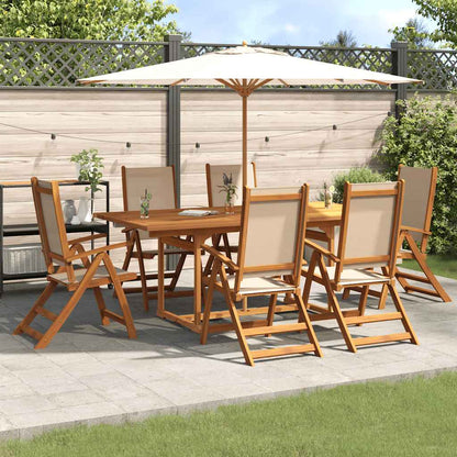 Set Pranzo da Giardino 7pz Legno Massello di Acacia e Textilene | homemem39