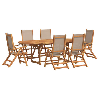 Set Pranzo da Giardino 7pz Legno Massello di Acacia e Textilene | homemem39