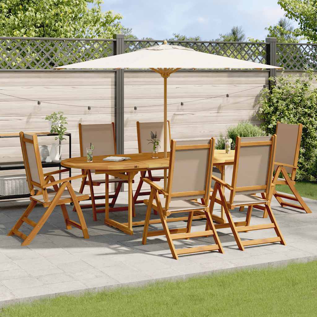 Set Pranzo da Giardino 7pz Legno Massello di Acacia e Textilene | homemem39