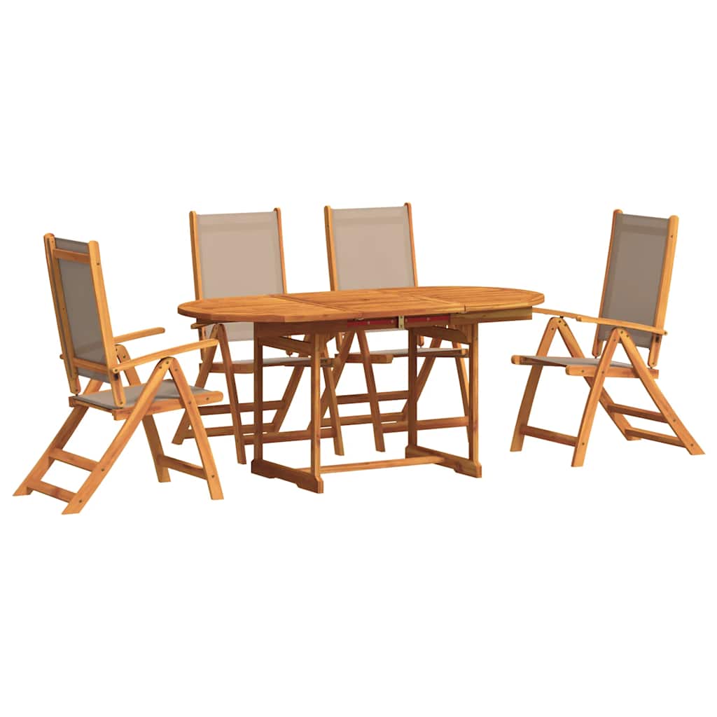 Set Pranzo da Giardino 5pz Legno Massello di Acacia e Textilene | homemem39