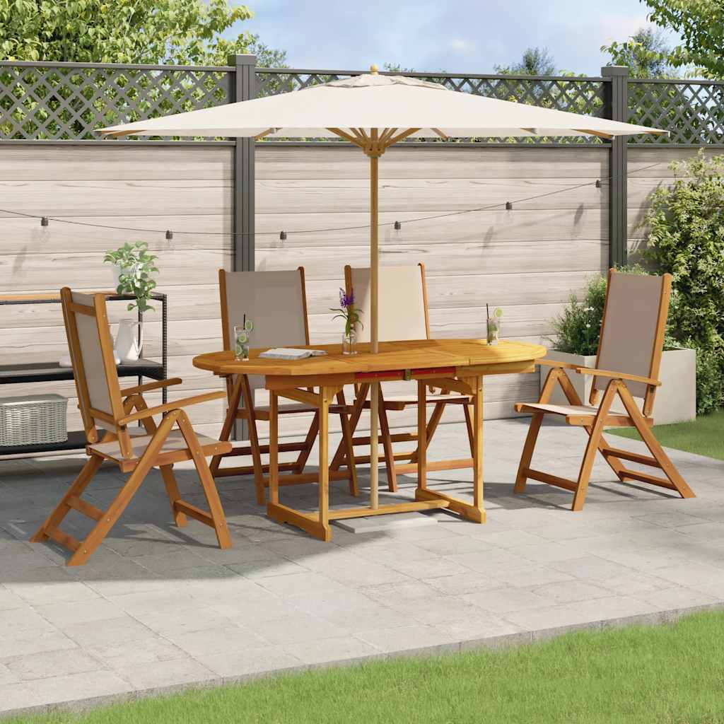Set Pranzo da Giardino 5pz Legno Massello di Acacia e Textilene | homemem39