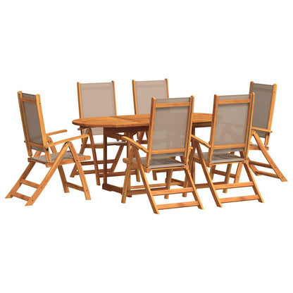 Set Pranzo da Giardino 7pz Legno Massello di Acacia e Textilene
