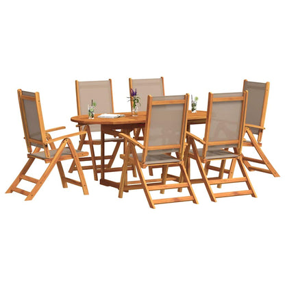 Set Pranzo da Giardino 7pz Legno Massello di Acacia e Textilene