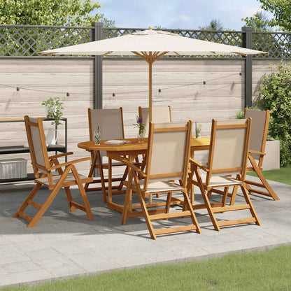 Set Pranzo da Giardino 7pz Legno Massello di Acacia e Textilene