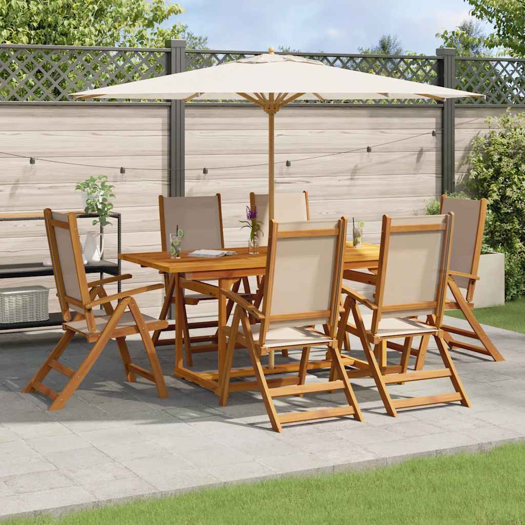 Set Pranzo da Giardino 7pz Legno Massello di Acacia e Textilene | homemem39