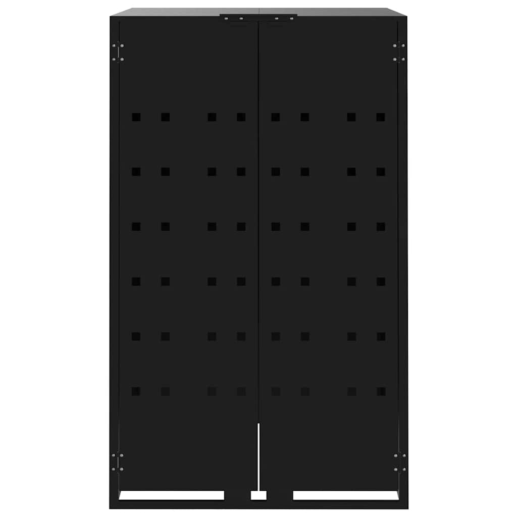 Copribidone con Ruote per 3 Bidoni Nera 207x79x117cm in Acciaio