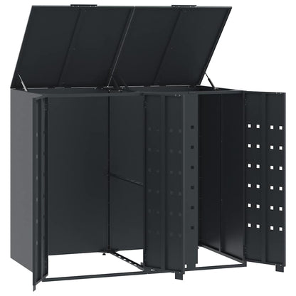Copribidone con Ruote 2 Bidoni Antracite 138x79x117cm Acciaio | homemem39