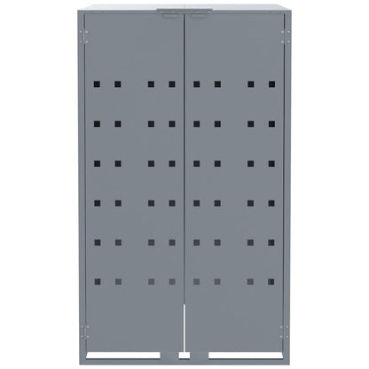 Copribidone con Ruote per 6 Bidoni Grigio 414x79x117cm Acciaio