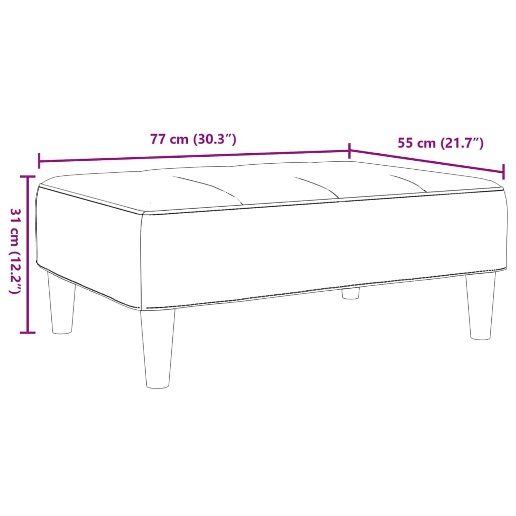 Poggiapiedi Grigio Scuro 77x55x31 cm in Velluto