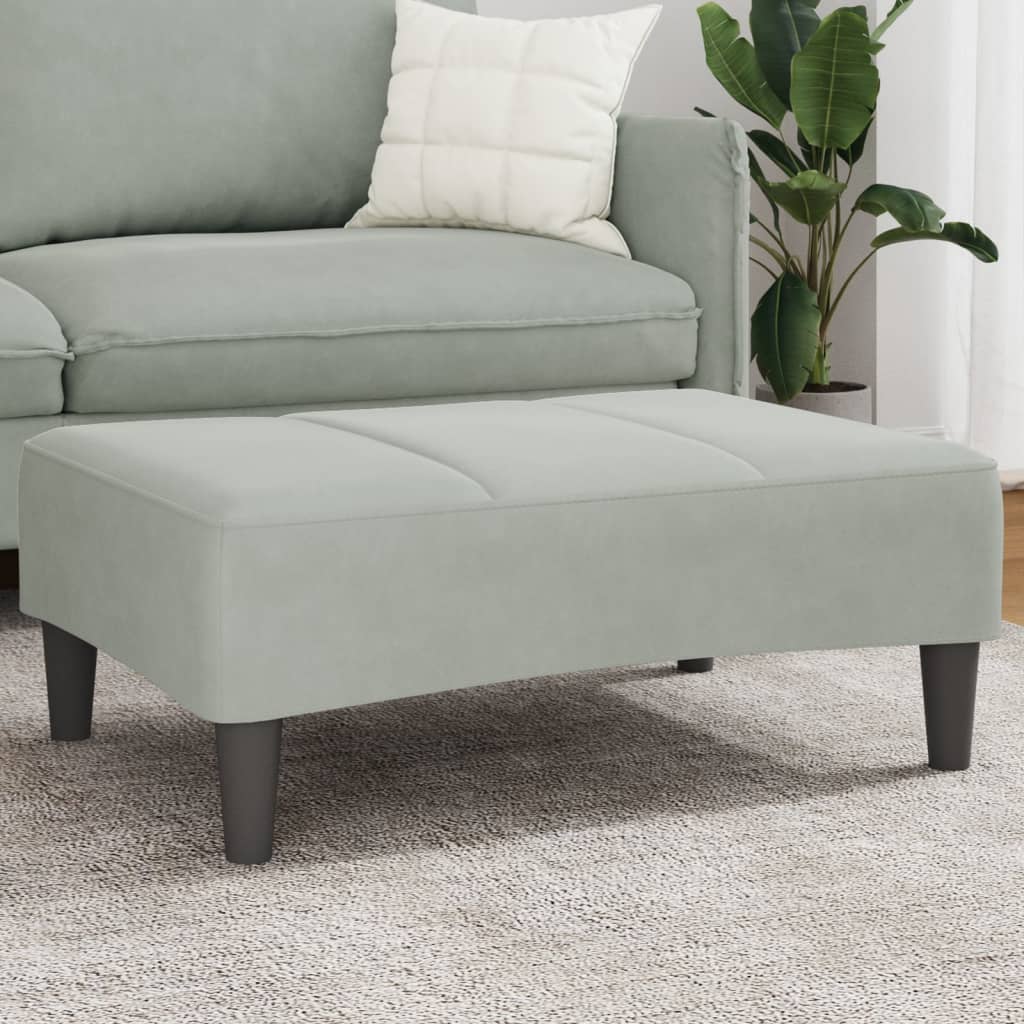 Poggiapiedi Grigio Chiaro 77x55x31 cm in Velluto