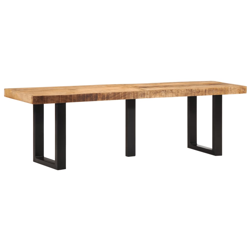 Panca 160 cm in Legno Massello di Mango Grezzo e Acciaio | homemem39