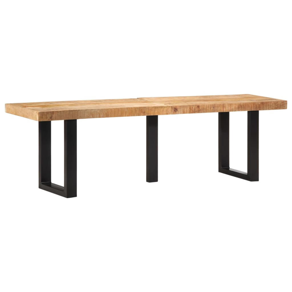 Panca 160 cm in Legno Massello di Mango Grezzo e Acciaio | homemem39