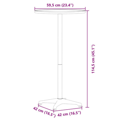 Tavolo da Bar per Esterni Regolabile Ø59,5x70/114,5cm Alluminio