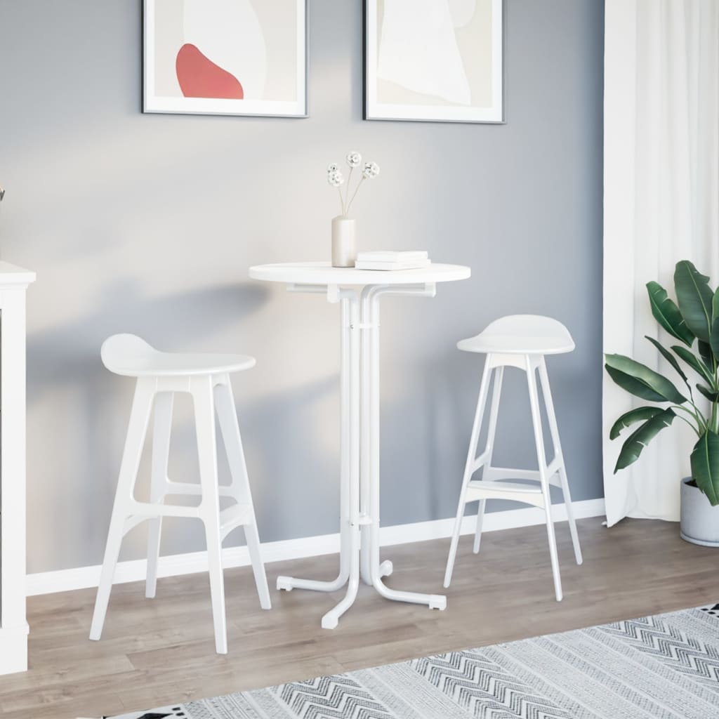 Tavolo da Bar Bianco Ø70x110 cm Legno Multistrato e Acciaio | homemem39