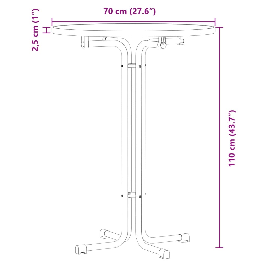 Tavolo da Bar Bianco Ø70x110 cm Legno Multistrato e Acciaio | homemem39
