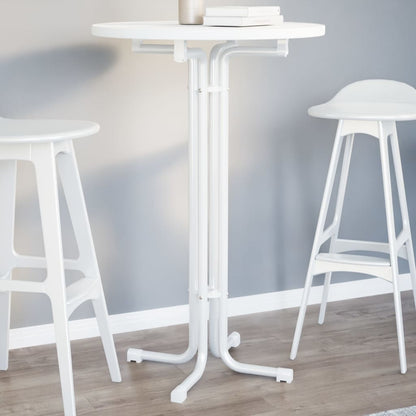 Tavolo da Bar Bianco Ø70x110 cm Legno Multistrato e Acciaio | homemem39