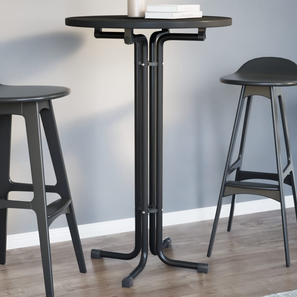 Tavolo da Bar Nero Ø70x110 cm Legno Multistrato e Acciaio | homemem39