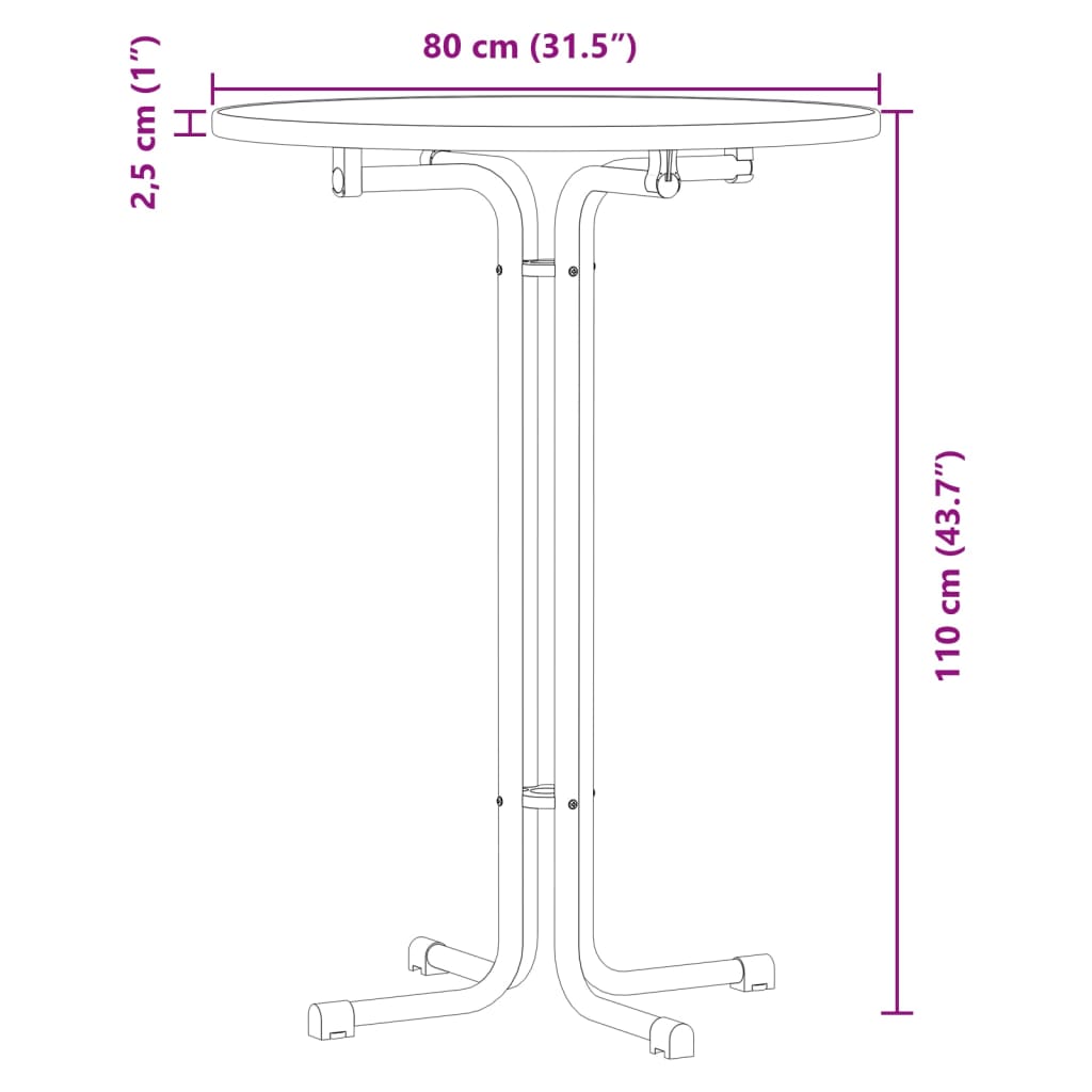 Tavolo da Bar Bianco Ø80x110 cm Legno Multistrato e Acciaio | homemem39