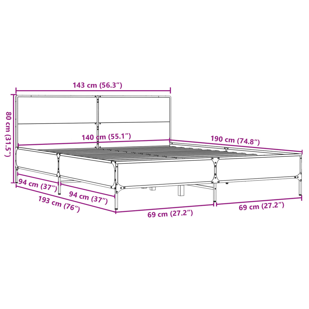 Giroletto Rovere Fumo 140x190 cm in Legno Multistrato Metallo