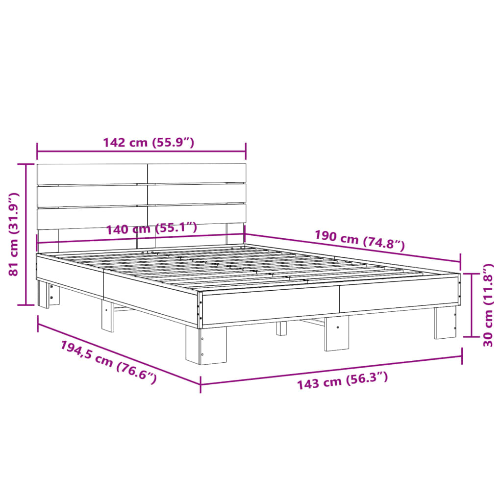 Giroletto Rovere Fumo 140x190 cm in Legno Multistrato Metallo