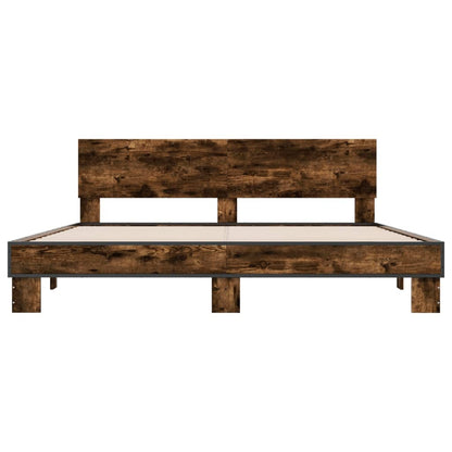 Smoked Oak bed frame 180x200 cm in Multilayer Wood and Metal