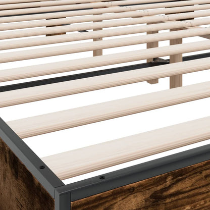 Smoked Oak bed frame 180x200 cm in Multilayer Wood and Metal