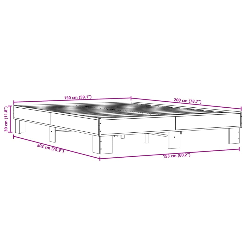 Giroletto Rovere Sonoma 150x200 cm in Legno Multistrato Metallo | homemem39