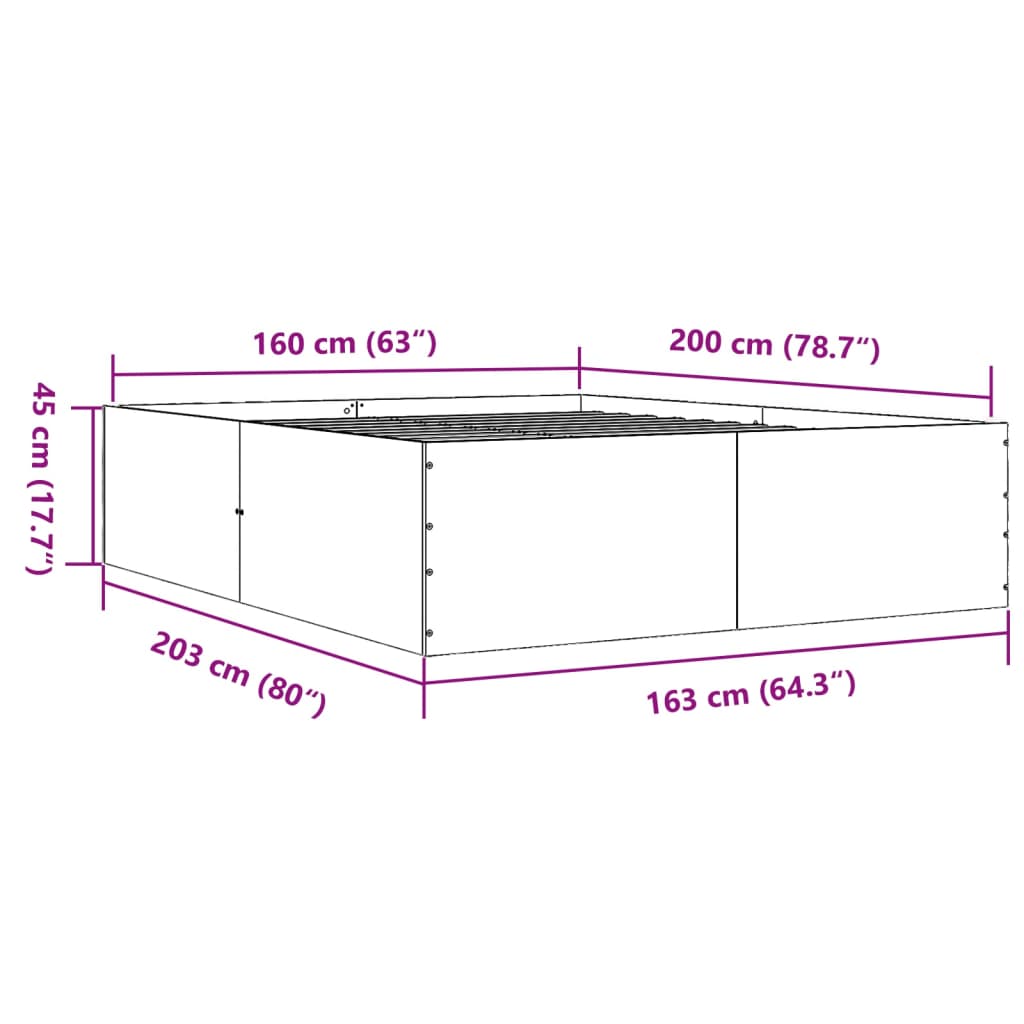 Giroletto Nero 160x200 cm in Legno Multistrato | homemem39