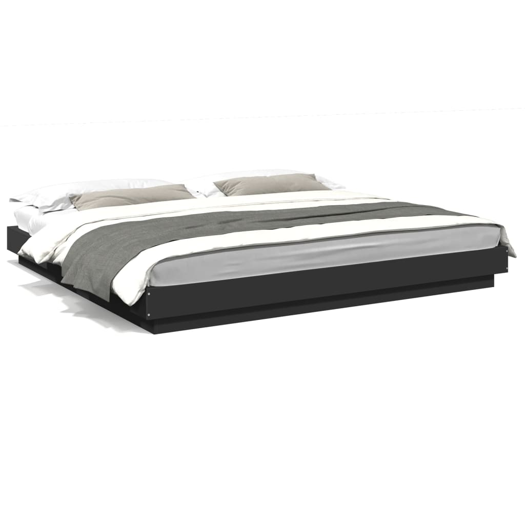 Giroletto con Luci LED Nero 200x200 cm in Legno Multistrato | homemem39